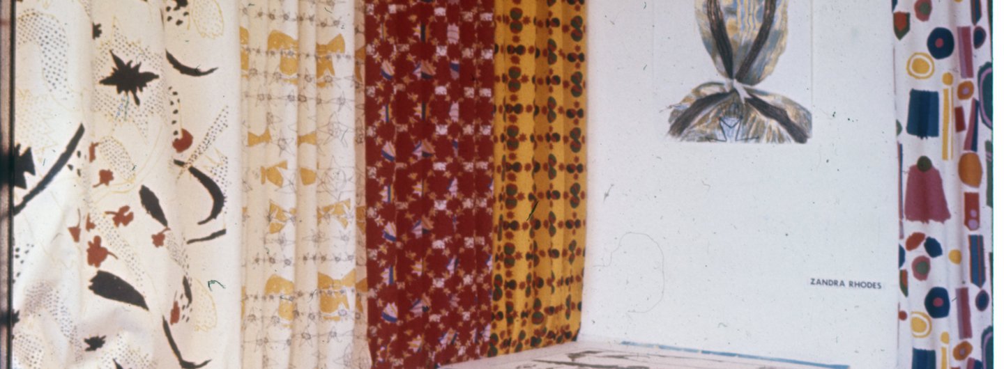 Zandra Rhodes’ prints in the 1964 College graduate show